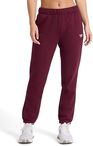 Reebok Women’s Classic Cinch Pant, Standard Fit, Midweight Cotton-Poly Fabric, Black Cherry, Small
