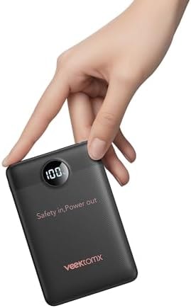 VEEKTOMX 10000mAh Mini Power Bank, 22.5W Fast Charger for iPhone Android