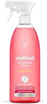 method Dye-Free All-Purpose Cleaner Spray, Pink Grapefruit - Cuts Grease & Grime on Counters, Glass, Wood & Floors, for Kitchen & Bathroom, 28 fl oz