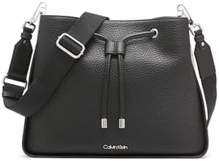 Calvin Klein Women's Fay Drawstring Hobo Handbag, Black, OS