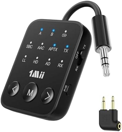 1Mii SafeFly Dot2 Bluetooth 5.3 Transmitter Receiver for Airplane, TV