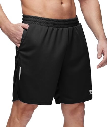 ZITY 7” Inseam Mens Athletic Running Shorts Mesh Quick Dry Gym Shorts Black