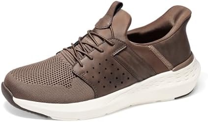 Bruno Marc Men's Hands Free Slip-on Loafers Casual Shoes Sneakers Breathable Knit Comfortable Lightweight Walking Shoes,Size 9.5,Brown,BMUMWA2506