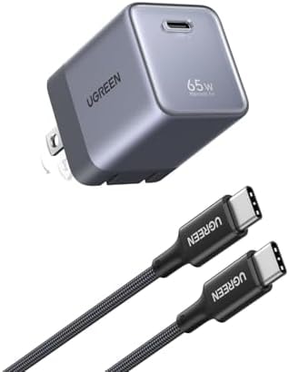 UGREEN Nexode Air 65W USB C Charger, Foldable Mini Charger Block Fast Charging with USB C Cable, GaN Charger for MacBook Air/Neo/Pro, iPhone 17 16, Galaxy S26/S25, iPad, Grey