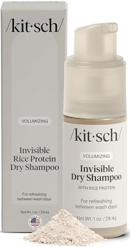 Kitsch Volumizing Rice Protein Dry Shampoo Powder - Dry Shampoo for Women & Men, No White Cast, Absorbs Oil, Non-Greasy, Light-to-medium Hair Colors, Travel Size - Invisible 1oz