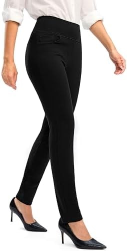 Rammus Womens Stretch Dress Pants for Work with 5 Pockets Black 27 M