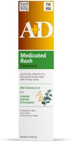 A+D Medicated Rash Ointment 1.5 oz– Relieves Rash & Skin Irritated Skin from Poison Ivy, Eczema, Beard, Bikini, Dry Skin, Chapped Skin, bug bites. Made with Colloidal Oatmeal