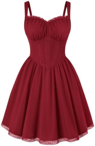 SCARLET DARKNESS Lace Corset Mini Dress with Pocket Women Teens Grad Outfit