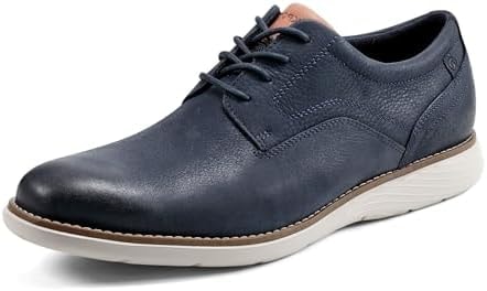 Rockport Men's Garett Plain Toe Oxford, Dark Blue Leather, 8 Medium