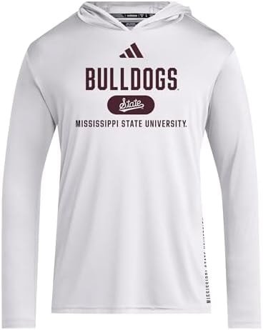 adidas Men's NCAA Designed for Training Team Lightweight Hoodie, White/Team Maroon/Mississippi State University, Small