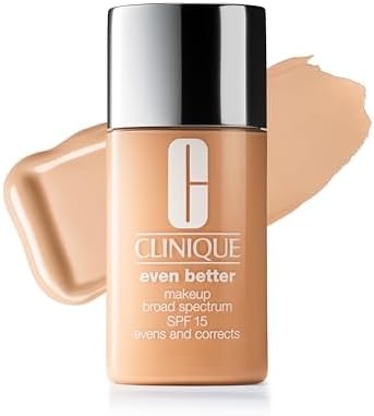 Clinique Even Better Makeup Liquid Foundation SPF 15 With Vitamin C For Dry + Oily Combination Skin Types | Medium Coverage + Natural Finish | Evens Skin Tone + Reduces Dark Spots, Buff, 1 Fl Oz