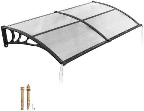 VEVOR Awnings for Door Entrance, 38" x 78" Window Door Awning Canopy Exterior with Drainage & ABS Bracket, Polycarbonate Cover Patio Door Awnings for Sun, UV, Rain, Snow Protection(Clear)