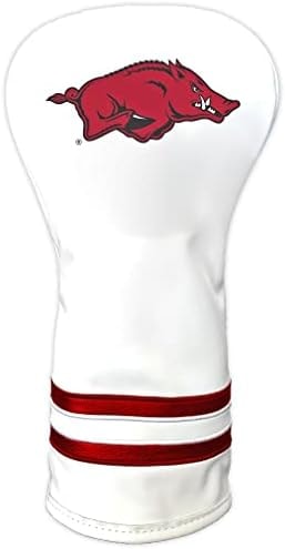 Team Golf NCAA Arkansas Razorbacks White Vintage Driver Head Cover White Vintage Driver Golf Club Headcover, Form Fitting Design, Retro Design