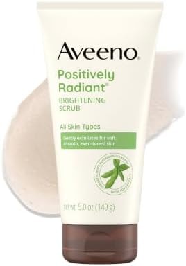 Aveeno Positively Radiant Skin Brightening Exfoliating Daily Face Wash Scrub, Gentle with Moisture-Rich Soy Extract, Helps Improve Skin Tone & Texture, Oil- & Soap-Free, Hypoallergenic, 5 Oz