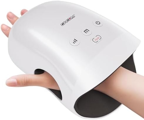 CINCOM Cordless Hand Massager with Heat and Compression, White