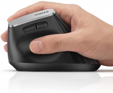 Uineer Vertical Ergonomic Mouse, Wireless Bluetooth Mouse, 3-Device,Quiet