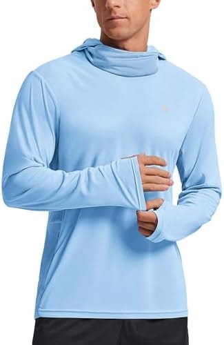 PINSPARK Men's UPF 50+ Fishing Hoodie Face Mask Long Sleeve Sun Shirts
