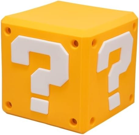 Paladone Super Mario Question Block SquishyGlo Light – Rechargeable Silicone Night Light, LED Lamp, Official Nintendo Merchandise