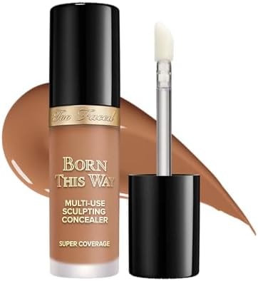 Too Faced Born This Way Super Coverage Multi-Use Concealer | Full-Coverage Hydrating Concealer for Dark Circles & Blemishes with Natural Finish | Hyaluronic Acid & Coconut Water, Honey, 0.45 Fl Oz