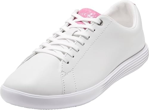 Cole Haan Women's Grand Crosscourt Lightweight Leather Sneaker , White Leather/Cashmere Rose Snake Print Leather/Silver Birch Suede, 9-C US
