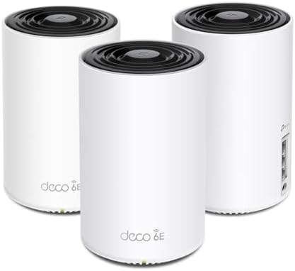 TP-Link Deco XE75 AXE5400 Tri-Band WiFi 6E System - Wi-Fi up to 7200 Sq.Ft, Engadget Rated Best for Most People, Replaces WiFi Router and Extender, AI-Driven New 6GHz Band, 3-Pack
