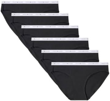 Tommy Hilfiger Women's Cotton Logo Bikini Underwear 6-Pack, Black, Small