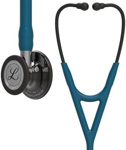 3M Littmann Cardiology IV Diagnostic Stethoscope, 6234, More Than 2X as Loud, Weighs Less, Stainless Steel High Polish Smoke-Finish Chestpiece, 27" Caribbean Blue Tube, Mirror Stem, Smoke Headset