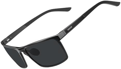 BIRCEN Mens Acetate Polarized Sunglasses: Retro Square Sunglasses UV400 Protection Anti-Glare Shades for Driving Travel Golf Grey Lens