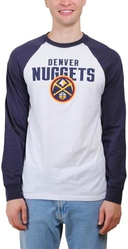 Ultra Game Men’s NBA Official Super Soft Raglan Baseball T-Shirt, Denver Nuggets, Team Color, Small