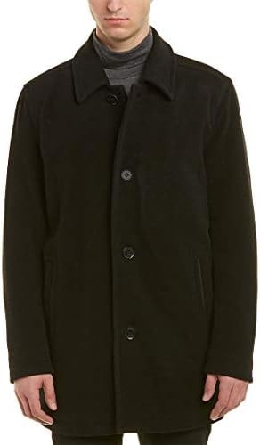 Cole Haan Men's Button Up Wool Plush Car Coat, Black, S