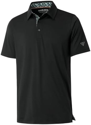 M MAELREG Polo Shirts for Men Short Sleeve Performance Moisture Wicking Quick Dry Casual Collared Men’s Polo Shirts Black
