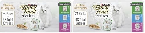 Fancy Feast Purina Gourmet Wet Cat Food Variety Package,Petites Gravy Collection,Break-Apart tubs,96 Servings - 2.8 oz. Tubs,(Pack of 48)