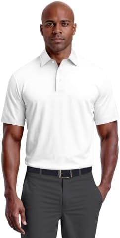 PGA TOUR Men's Airflux Short Sleeve Solid Golf Polo-Shirts, Bright White, XL