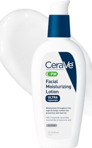 CeraVe PM Facial Moisturizing Lotion, Skin Care for Dry Skin, Oil-Free, 3oz