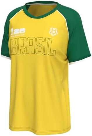 Outerstuff FIFA World Cup 2026 Women's Soccer Raglan Sleeve Top, Brazil, Large