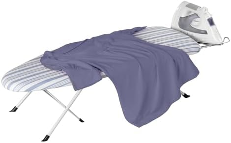 Honey-Can-Do Folding Tabletop Ironing Board with Iron Rest, Blue, 32” L x 12” W, Steel Frame
