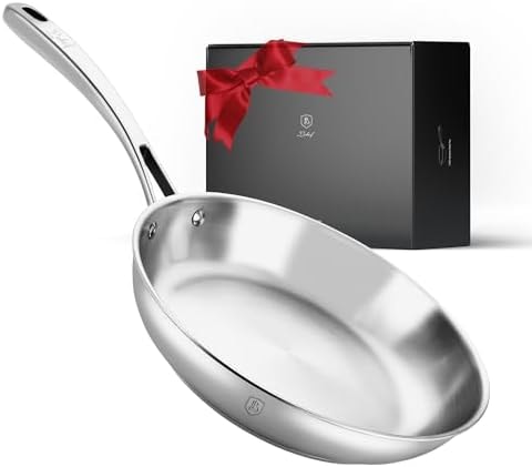 Lebof 12-Inch Stainless Steel Frying Pan, 5-Ply Clad Base (3+2 Design)