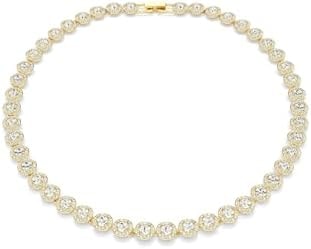 Swarovski UNA Angelic Tennis Necklace, Round Cut, Clear, Gold-Tone Finish