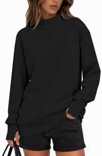 AUSELILY Mock Neck Sweatshirt for Women Long Sleeve Pullover Top Thumb Hole
