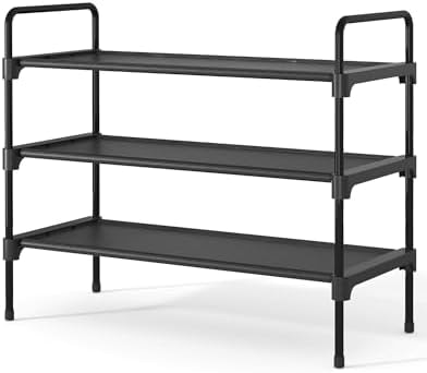 Kitsure Shoe Rack for Closet, Sturdy Shoe Storage for Entryway, Space-Saving Shoe Rack Small and Shoe Shelf, 27.6" Wide, Black