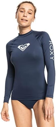 Roxy Women's Long Sleeve Compression Fit Rashguard, UPF 50+, Quick Dry, Recycled Swim Shirt, Mood Indigo, Small