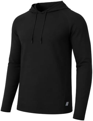 Mens Athletic Hoodie Long Sleeve UPF 50+ Sun Protection Quick Dry