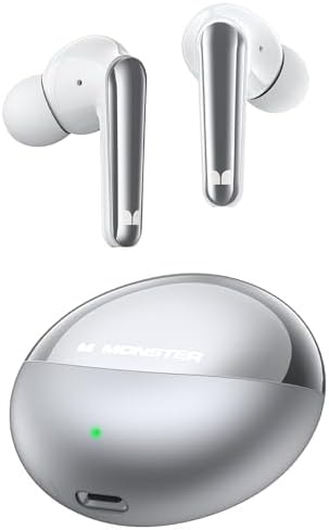 Monster N-Lite 203 AirLinks Wireless Earbuds, Bluetooth 5.3 Hi-Fi Stereo Sound, Type-C Fast Charging, Touch Control, IPX6 Waterproof in-Ear Headphones, 30 Hours Playback