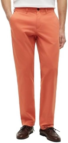 Tommy Hilfiger Men's Comfort Stretch Cotton Chino Pants in Custom Fit, Rustic Coral 30x30