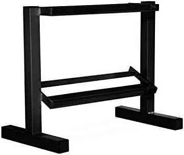 CAP White 24-Inch Dumbbell Storage Rack for Home Gym, 2-Tier Heavy-Duty Steel Weight Rack for Hex Dumbbells, Holds 5lb - 25lb Pairs