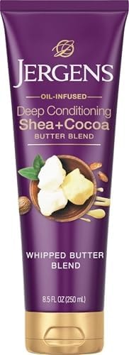 Jergens Shea and Cocoa Whipped Body Butter Lotion, Tone Enriching Hand And Body Lotion for Dry Skin, with Vitamins B3 & E, 8.5 Oz