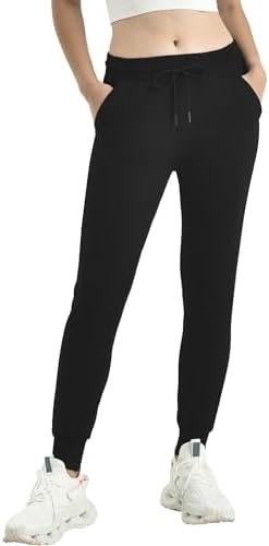 Ipletix Joggers for Women with Pockets Yoga Lounge Sweat Pants Black S