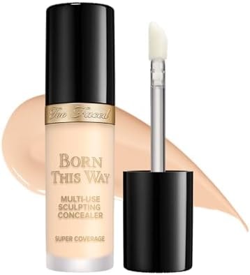 Too Faced Born This Way Super Coverage Multi-Use Concealer | Full-Coverage Hydrating Concealer for Dark Circles & Blemishes with Natural Finish | Hyaluronic Acid & Coconut Water, Swan, 0.45 Fl Oz