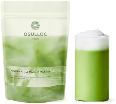 OSULLOC Volcanic Isle Matcha Milk Tea – Premium Jeju Matcha Latte Powder, Just Add Water, Creamy & Smooth, Large Pouch (10.6oz, 300g)