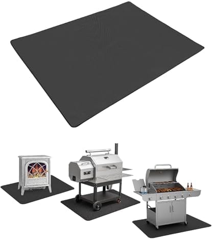 UNCO- Large Under Grill Mats for Outdoor Grill, 76" x 48", Black Double-Sided, Fireproof, Reusable, Portable, 3 Layers, Waterproof & Easy to Clean, Grill Matt for Outdoor Grill Deck Protector